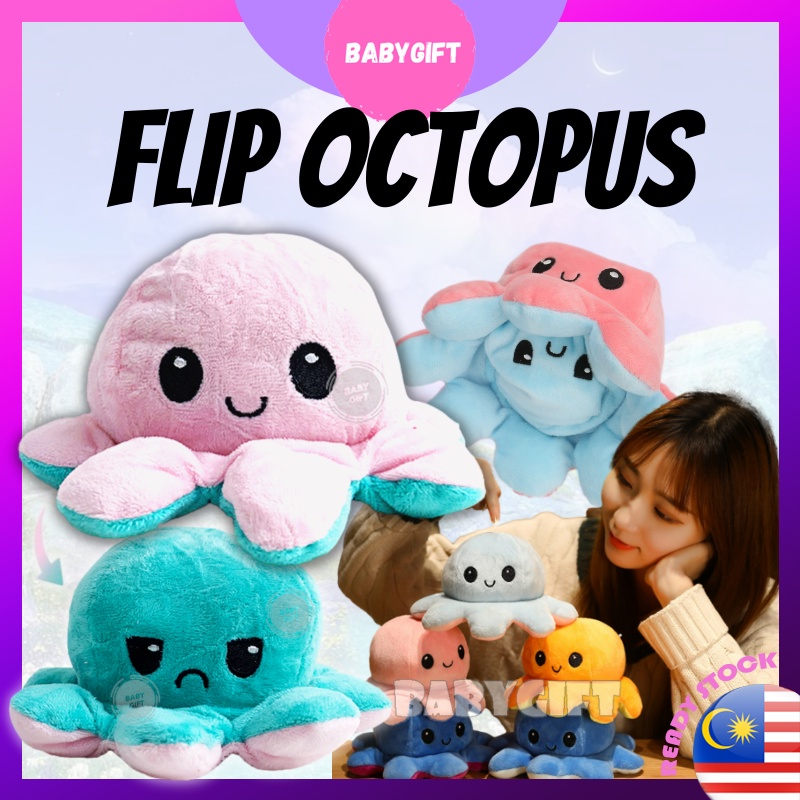 BABYGIFT Flip Octopus Doll Angry Plush Baby Toys Gift Toy Patung Sotong Mainan Budak Perempuan