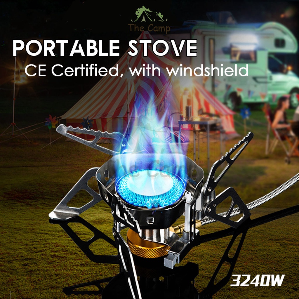 Outdoor Portable Gas Stove with WindShield Wind Shield Proof Folding