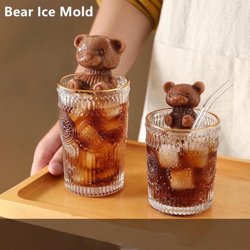 Little Bear Silicone Ice Tray Mold Quick-frozen Ice Cube Maker Diy Handmade Crafts Ice Cream Tools Ice Mold for Cocktail Whiskey