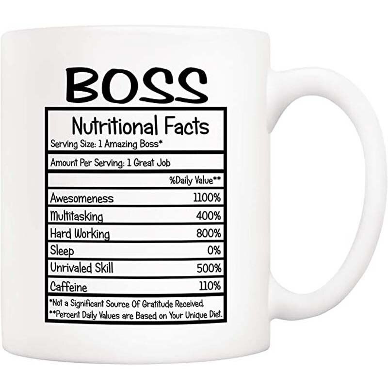 [In Stock]Bosses Day Gifts Funny Boss Nutritional Facts Coffee Mug Christmas Gifts, Funny Gift from Co-worker Colleague, Birthday Present