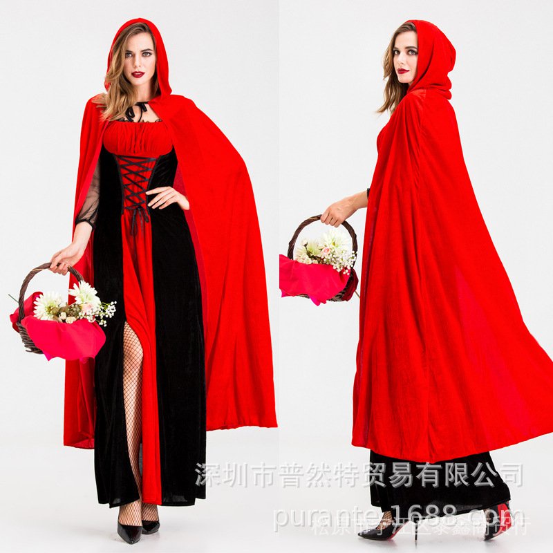 ✨New Arrival✔Ready Stock✨High CP Value✈Christmas Christmas Christmas✨Christmas Little Red Riding Hood Long Skirt Adult cosplay Retro Court Party Wear Nightclub Queen Costume High Quality High-End Temperament Slim