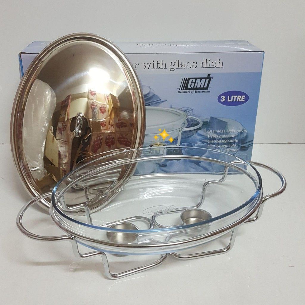 3Liter Food Warmer Oval Weston With Glass Dish