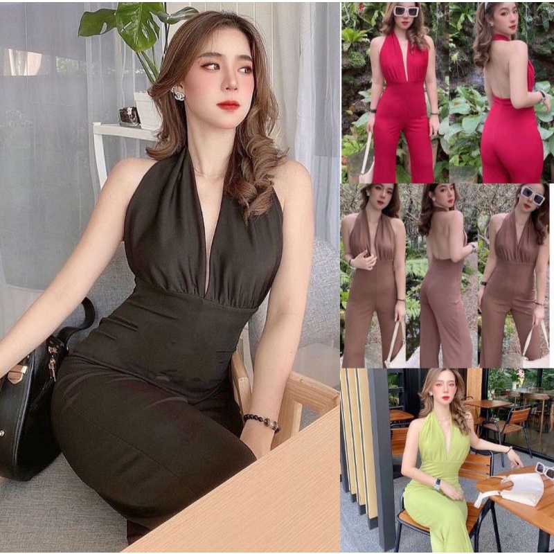 Ity Fabric Halter Neck Jumpsuit For People With A Height Of 170" No Crotch Floating Legs.