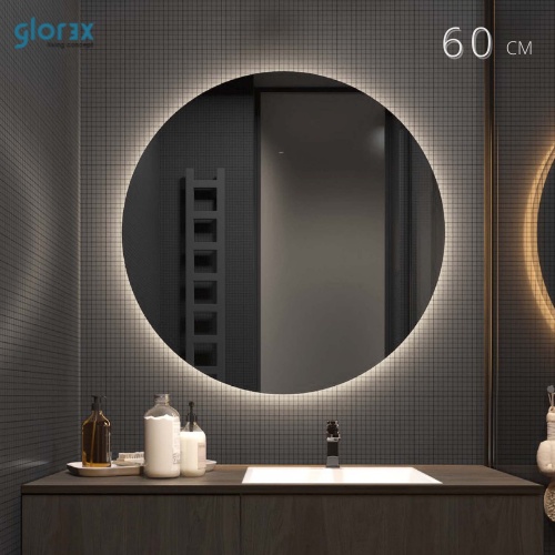 GLOREX(DIA60/70/80cm) 3 Colour LED Mirror Round Mirror LED Smart Mirror ...