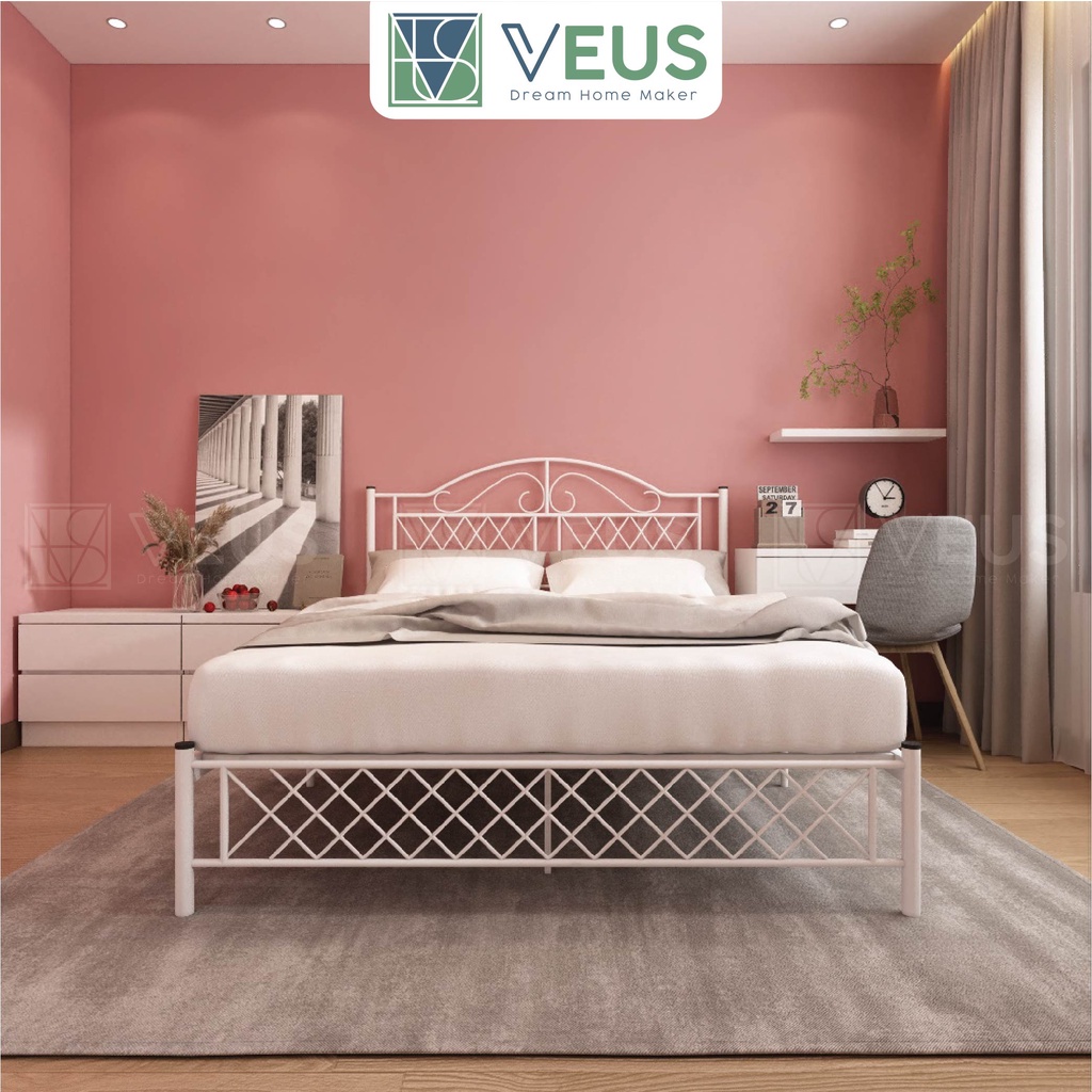 Veus Gentry Queen Size Bed Frame Katil Besi Queen Bed Murah Katil Metal