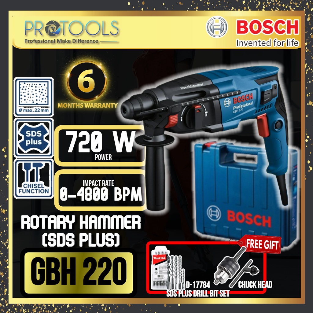 BOSCH GBH220 (GBH 220) PROFESSIONAL CORDED ROTARY HAMMER 720W - SDS ...