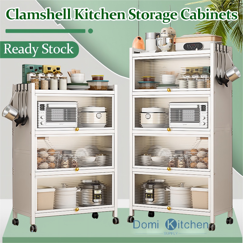 Ready StockKitchen rack floor-multi-layer microwave oven storage cabinet organizer shelf with wheels dapur kabinet