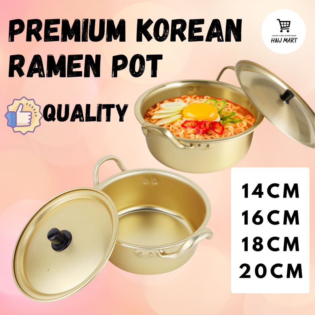 Premium Korean Ramen Pot with Cover Korean Gold Pot Yellow Pot Korean