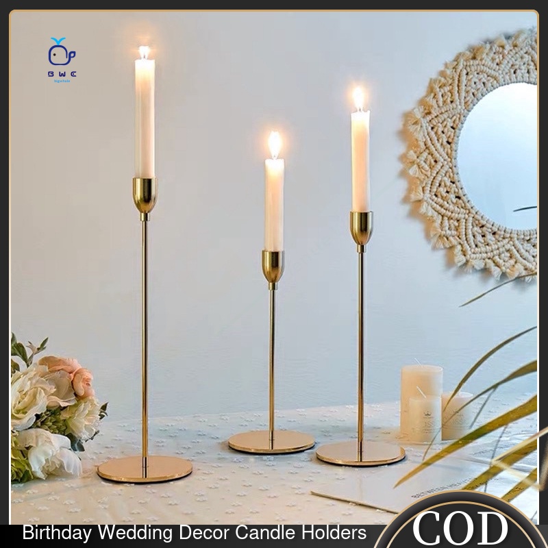 【Local Delivery】 Metal Candlestick Holder Gold Brass Candle Stand Metal Candle Holder Chinese Style Metal Candle Holders Retro Luxury Metal Gold Candle Holder