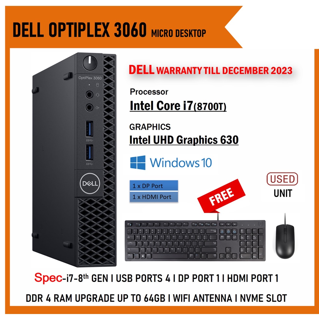 DELL OPTIPLEX 3060 / 7040 / 7050 / 3040 Mini/SFF DESKTOP CORE I5/i7(7TH/8TH  GEN)UPGRADE RAM UP TO 64GB WINDOWS PRO 10/11 | Shopee Malaysia