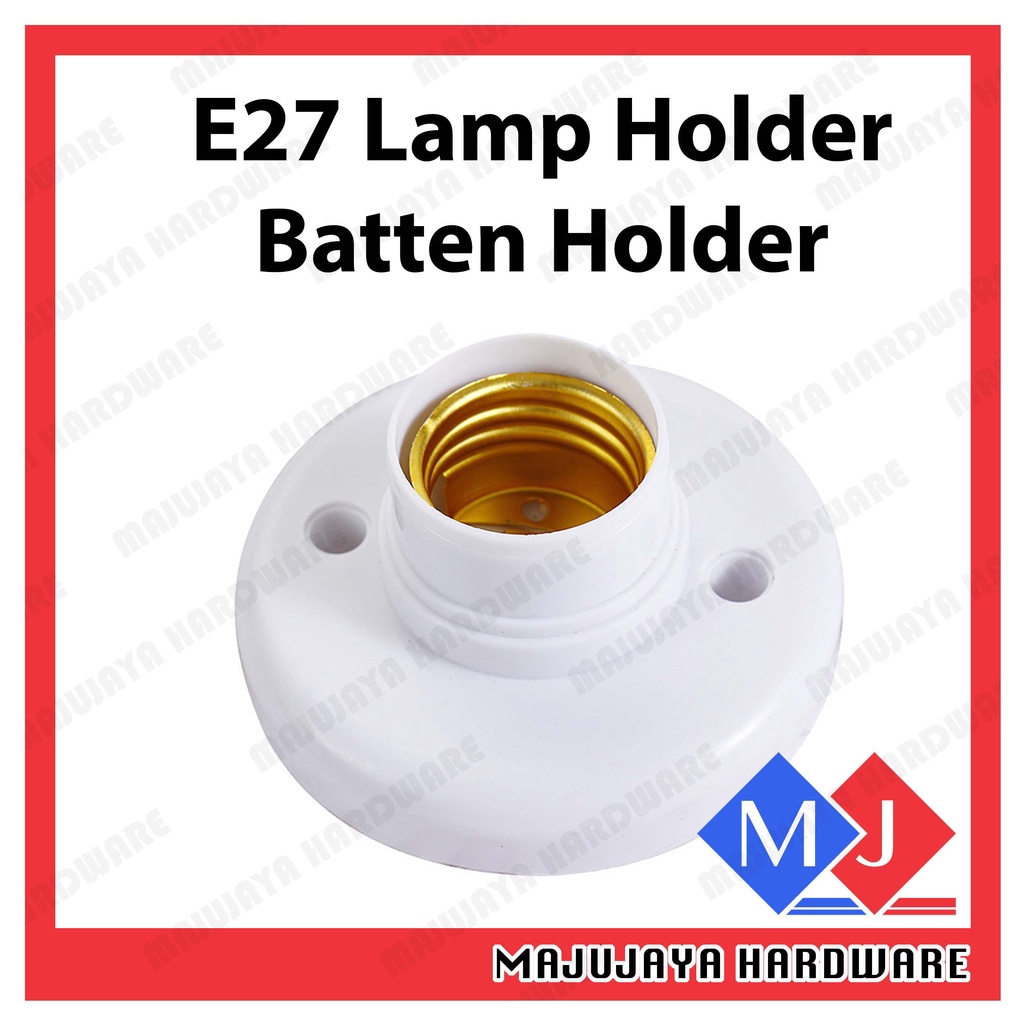 E27 Batten Lamp Holder Socket Light Bulb Holder Base White Lamp Holder Pemegang Tapak Mentol