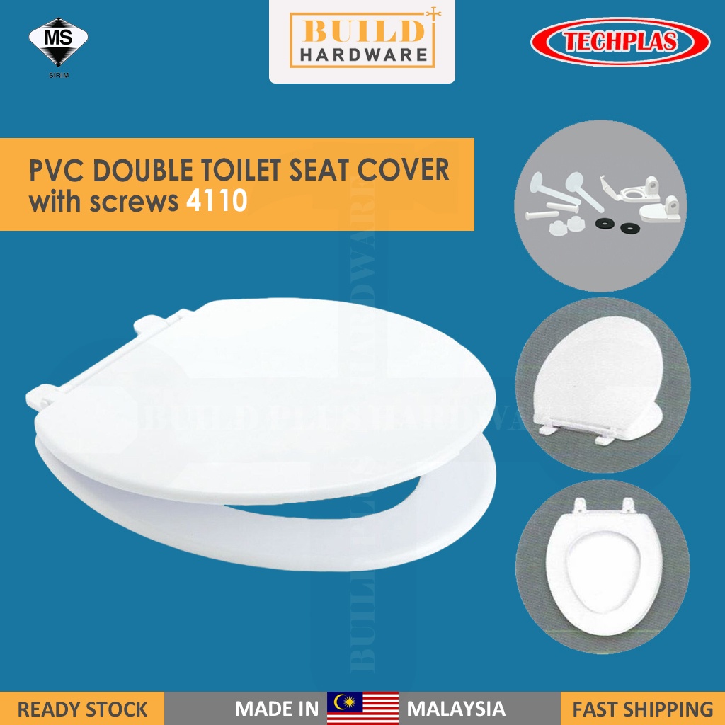 TECHPLAS PVC Double Toilet Seat Full Cover Economy Plastic (White