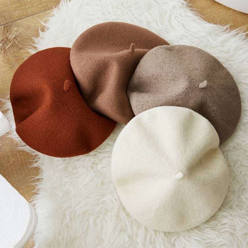 貝雷帽 topi budak perempuan Beret girls spring and autumn Joker Korean wool Japanese art retro painter hat British solid color bud hat