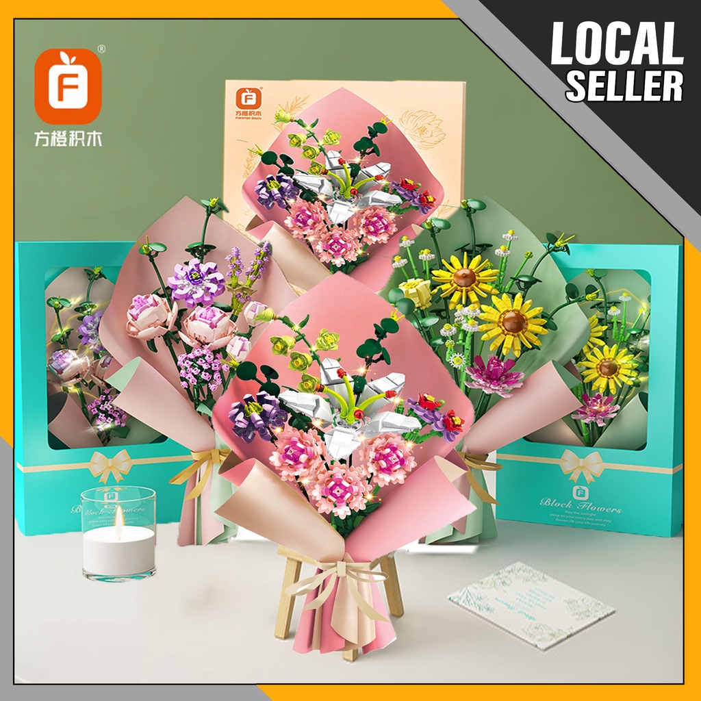 Local Seller Flower Building Blocks Graduation Bouquet Valentine's Day Present Exquisite Flowers DIY Handicrafts