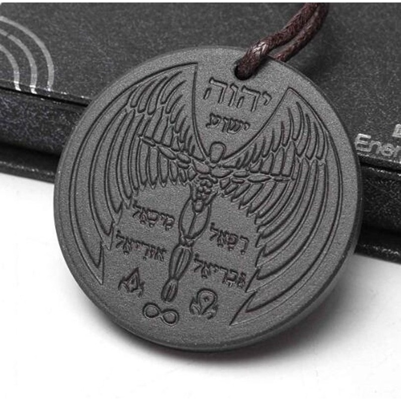 Angel Spiritual Design Quantum Science Scalar Energy Pendants Necklace with Leather Rope Chain Health Care Charms Jewelry