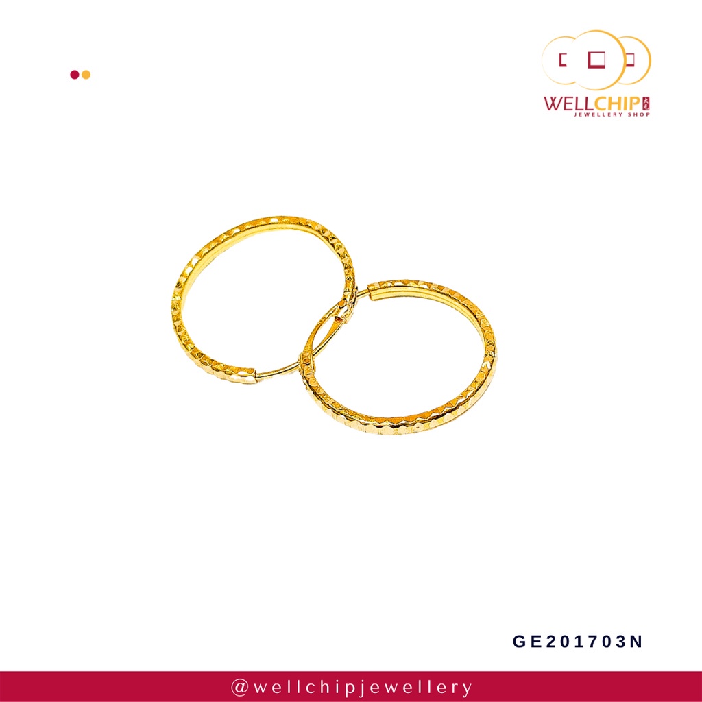 Subang Emas 916 | Hoop 916 Gold Earrings | Emas 916 | Kedai Emas WELL CHIP