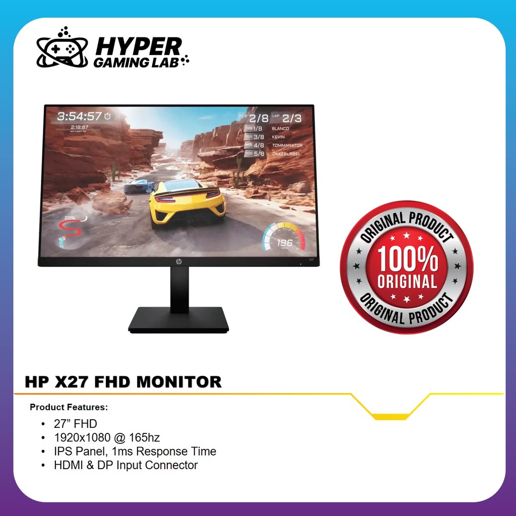 HP X27 FHD Gaming Monitor - AMD FreeSync, IPS FHD, 165Hz Refresh Rate ...