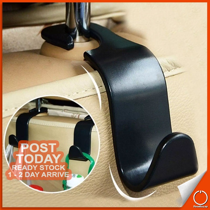 Strong Bearing Car Headrest Hook Multipurpose Back Seat Organizer Hanger Grocery Handbag Holder Pemegang Kereta