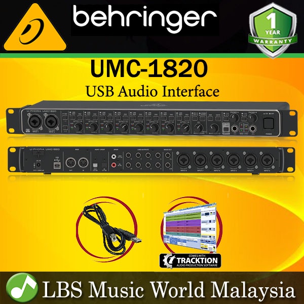 Behringer UMC1820 Audiophile 18x20 USB MIDI Audio Interface with Midas