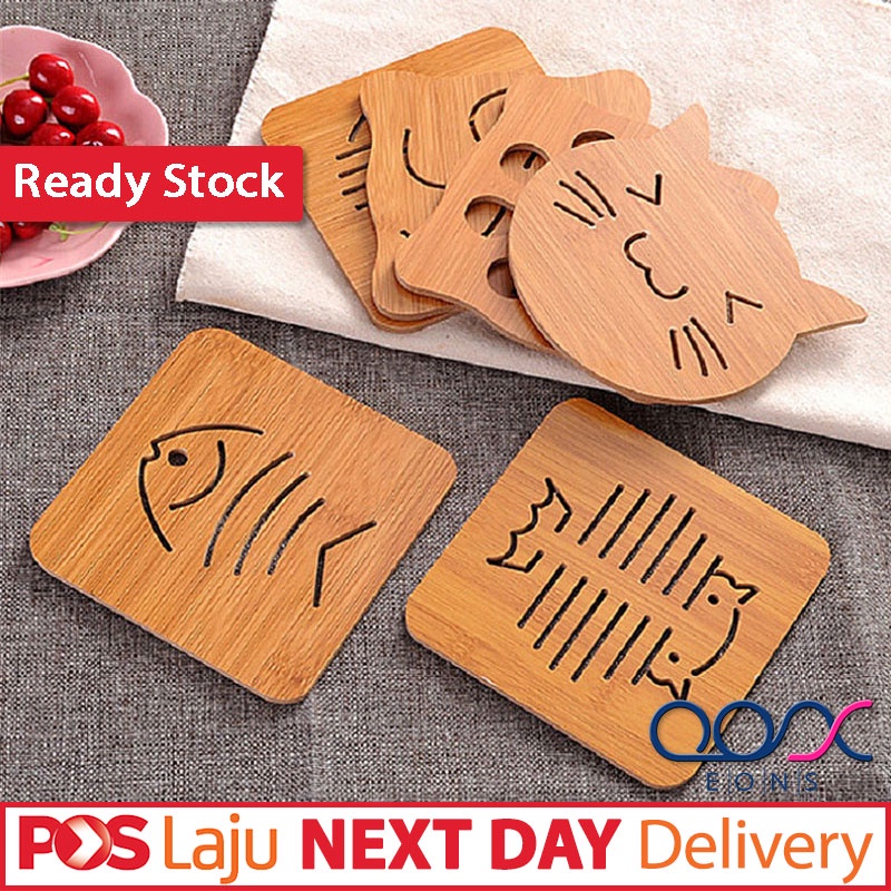 ANTI SKID Wooden Coaster Heat Resistance Countertop Table Mat Protection Tableware Kitchenware Pad Accessories