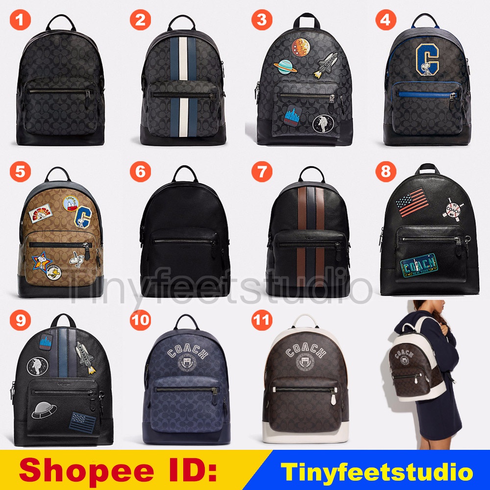 COACH WEST BACKPACK WITH VARSITY STRIPE AND SPACE