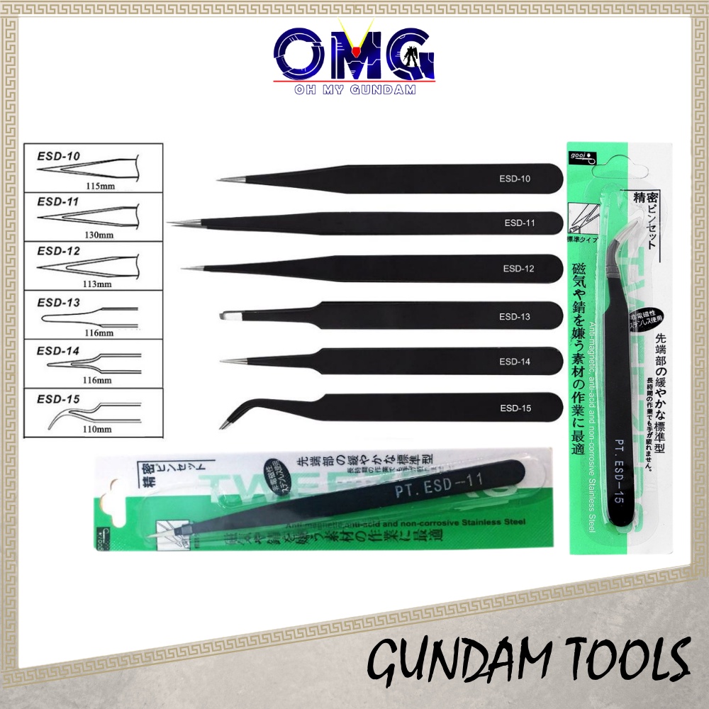 Gooi Straight Curve Tweezer Gundam Tool ESD10 ESD11 ESD12 ESD13 ESD