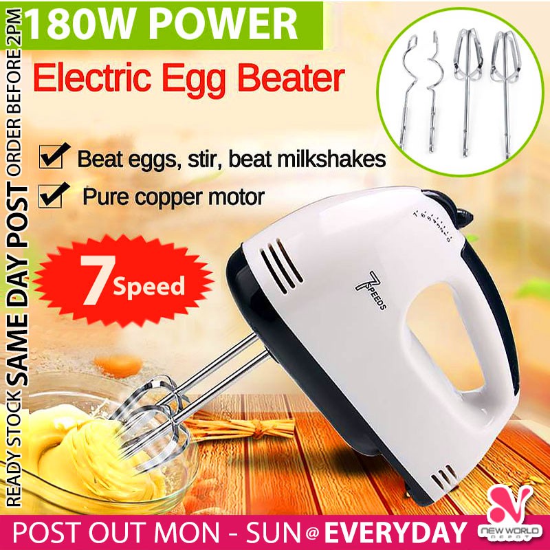 《 》 Electric Hand Mixer Handheld Egg Beater Cream Whipper Cake Whisk Food Blender Tepung Pengadun Mesin 打蛋器