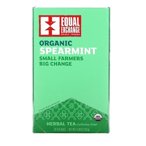 Equal Exchange Organic Spearmint Herbal Tea, Caffeine-Free, 20 Tea Bags (28 g)