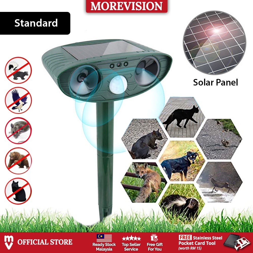Ultrasonic Animal Control Solar Powered PIR Sensor Pest Bird Repeller Outdoor Yard Chaser Garden Deterrent Mouse Cat Dog