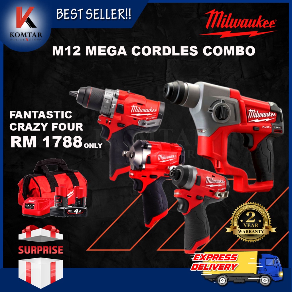 MILWAUKEE MEGA COMBO 4 in 1 Limited combo M12 FPP3N402B STUBBY COMBO Shopee Malaysia