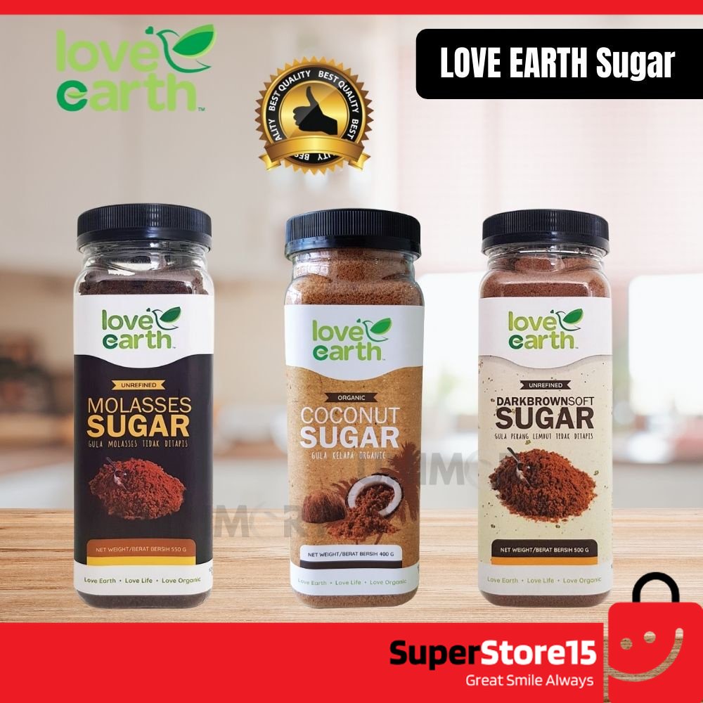 Love Earth Organic Coconut Sugar 400g Unrefined Molasses 550g Dark