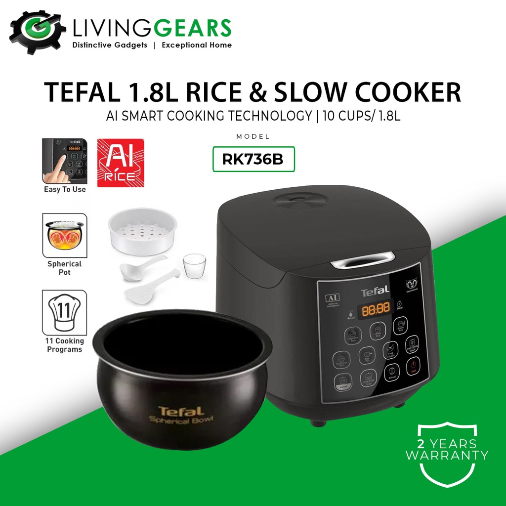 Tefal Ai Smart Rice Cooker Easy Rice Plus 1.8L (10 Cups) RK736B