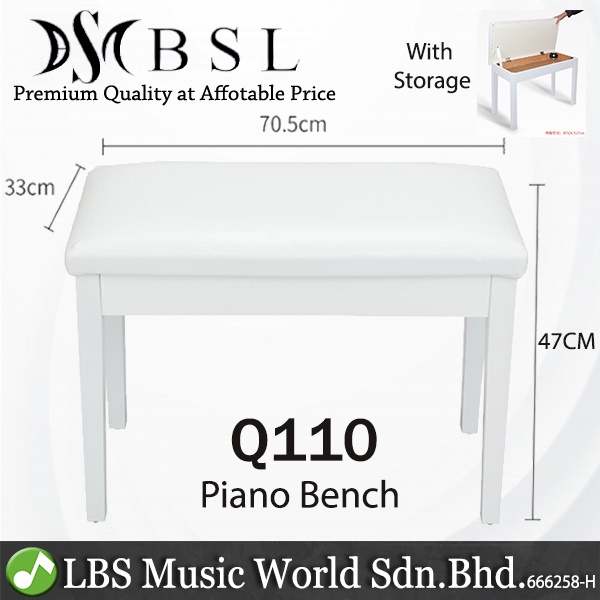 BSL Q100H White Piano Bench Leather Padded Double Set Digital Keyboard With Storage Box (Q110 H)