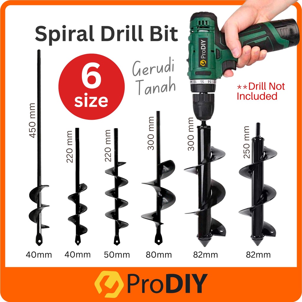 PRODIY 40 50 80 82 MM Spiral Drill Bit Auger Drill Bit Hole Digger