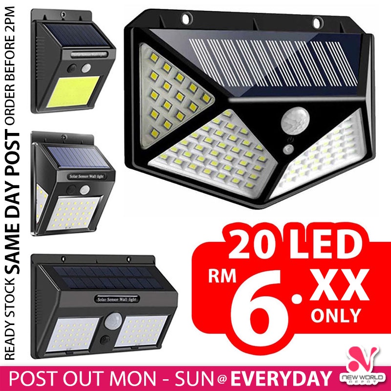 《 》100 LED 3 Modes Solar Motion Sensor Light Waterproof Energy Saving Outdoor Security Lamp Lampu Taman 太阳能感应灯