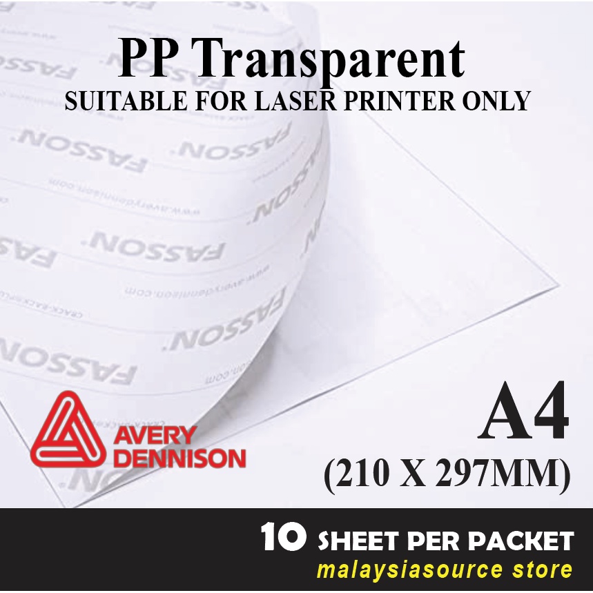 A4 FASSON Sticker PP Transparent / PP Gloss / PP Matt / Mirrorkote ...