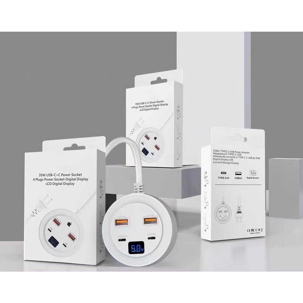 35W fast charger 4 sockets, 2 fast chargers, 2 USB ports and 2 TypeC