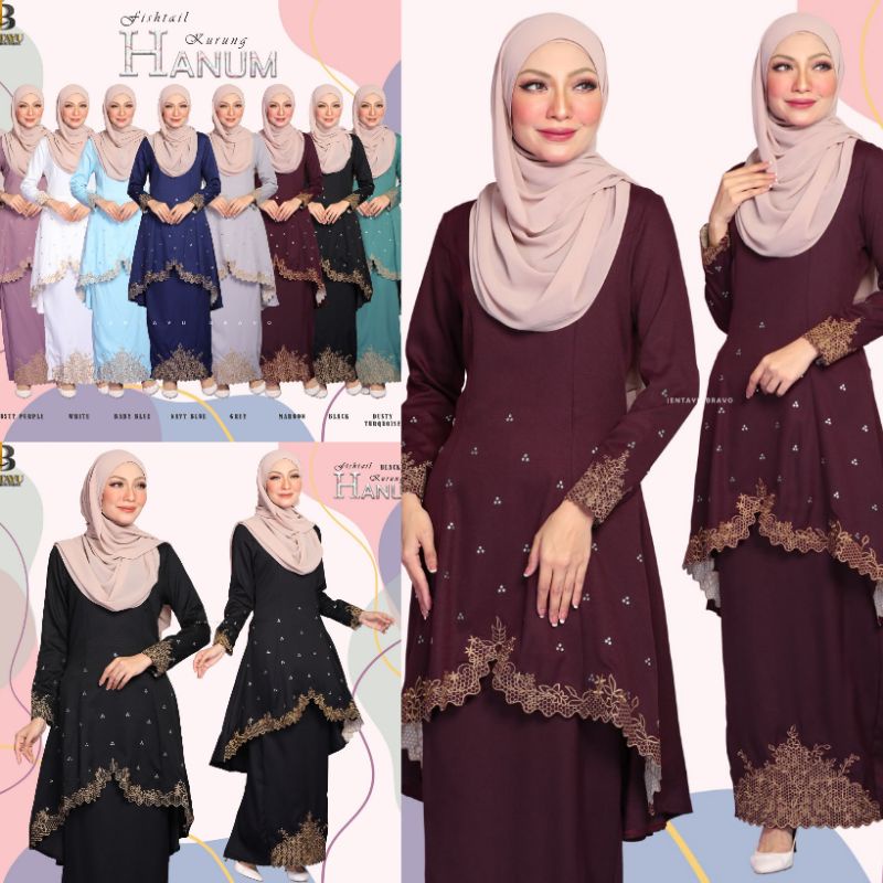 LACE KURUNG FISHTAIL MOSS CREPE HANUM NURHAN READY STOCK PLUS SIZE BAJU ...