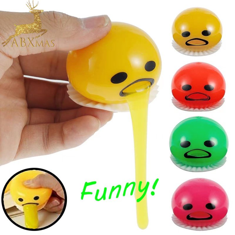 1Pc Round Antistress Squishy Puking Egg Yolk Stress Ball/ Vomit Sucking