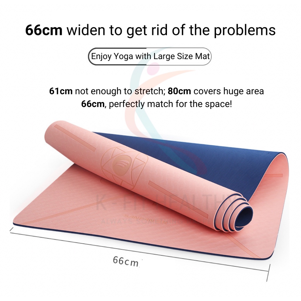 【READY STOCK】PREMIUM TPE Yoga Mat 183*66*0.8cm with Body Alignment Line & Dual Colour/ Tikar Yoga/ 瑜伽垫/ K-Healthy Living
