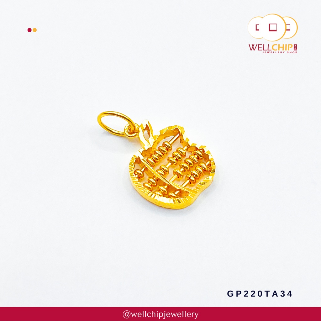 Loket Emas 916 Abakus Epel | Abacus Apple 916 Gold Pendant | Emas 916 | Kedai Emas WELL CHIP