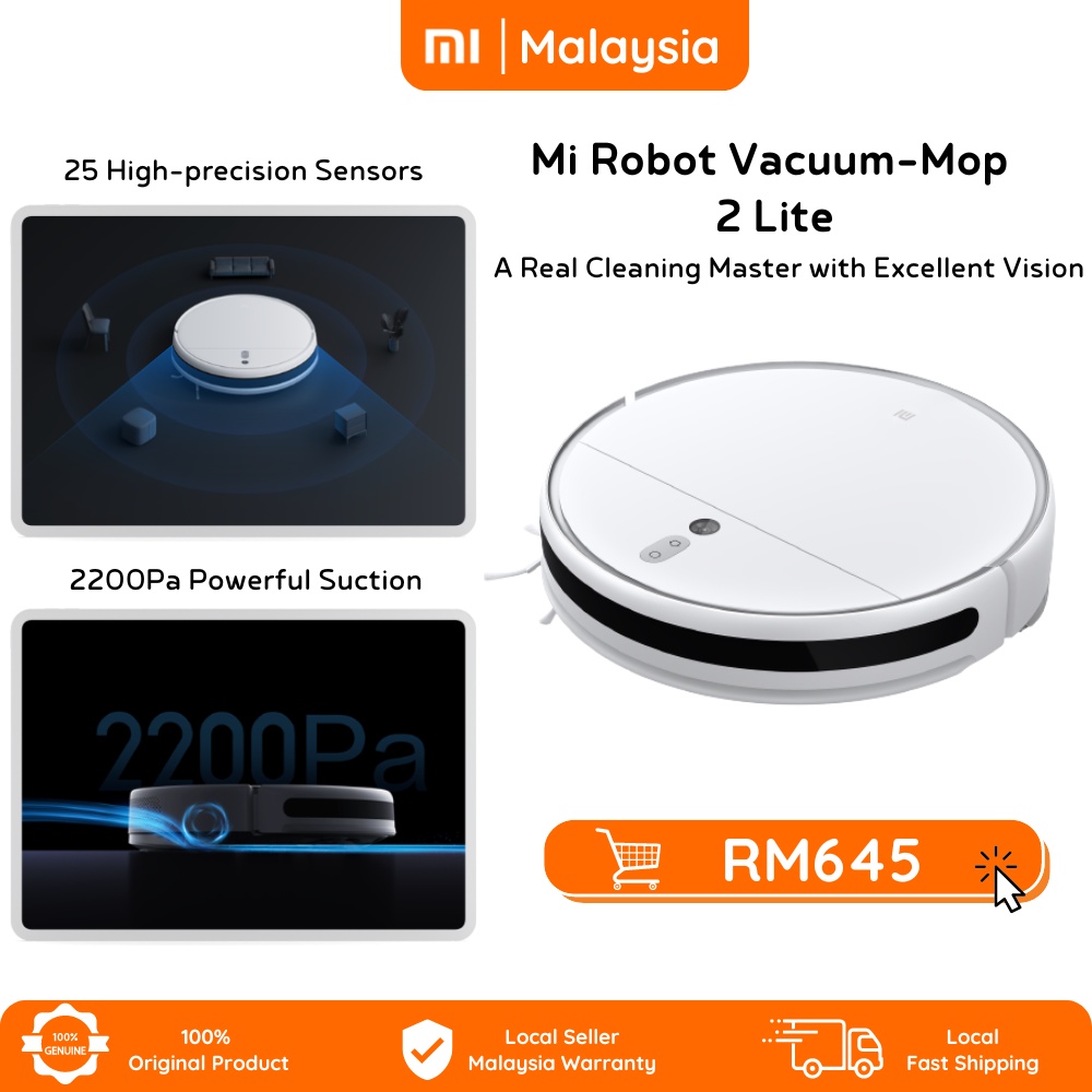 Mi Robot VacuumMop 2 Lite 2200Pa Powerful Suction 480ml Large