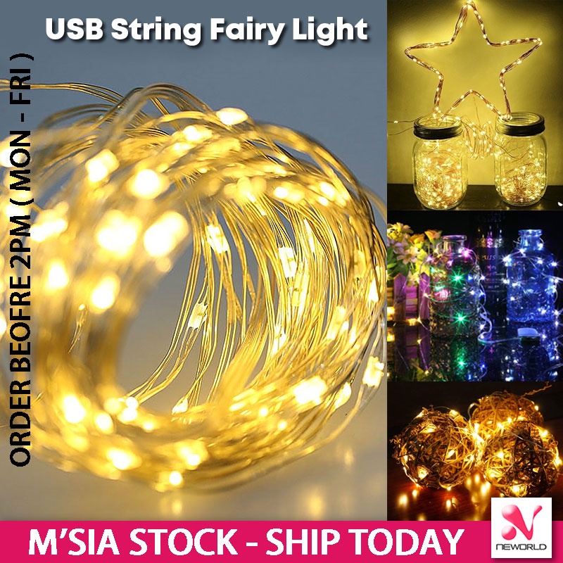 《 》 USB Battery Starry Fairy String LED Light Lamp Christmas Wedding Decoration Lampu Bateri Raya 装饰灯