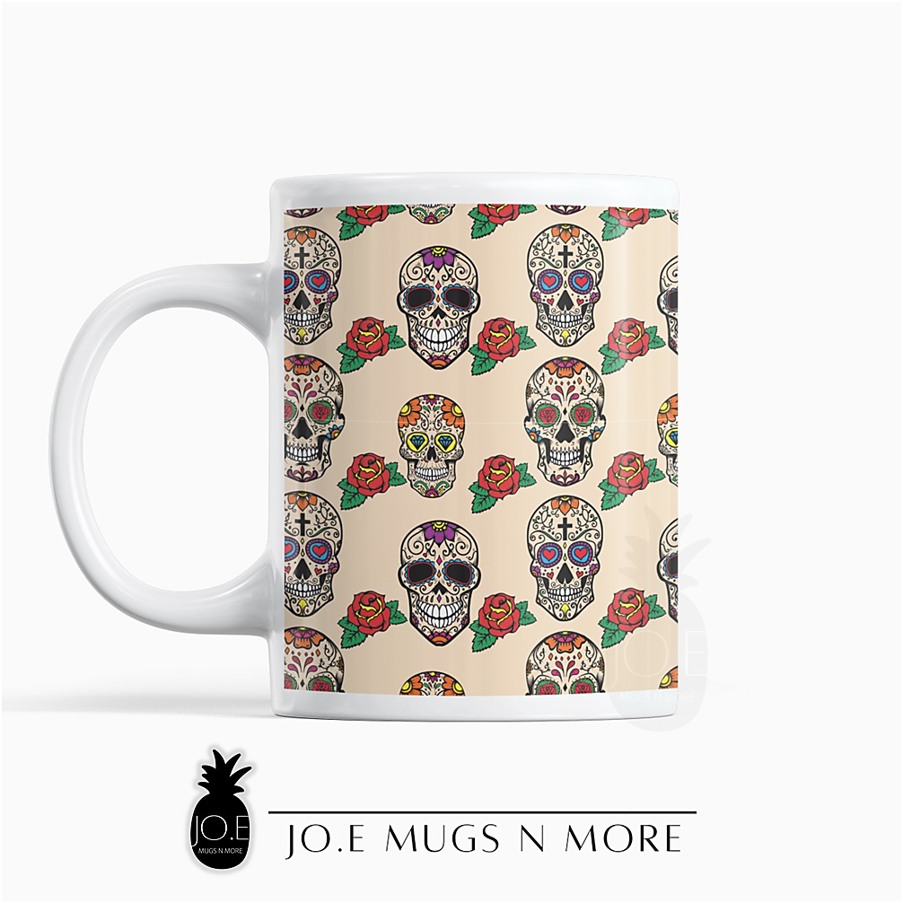 M41 JO.E CUSTOM NAME SUGAR SKULL THEME COLOURFUL SKULL PERSONALISED. GIFT. CAWAN. HADIAH. NAMA