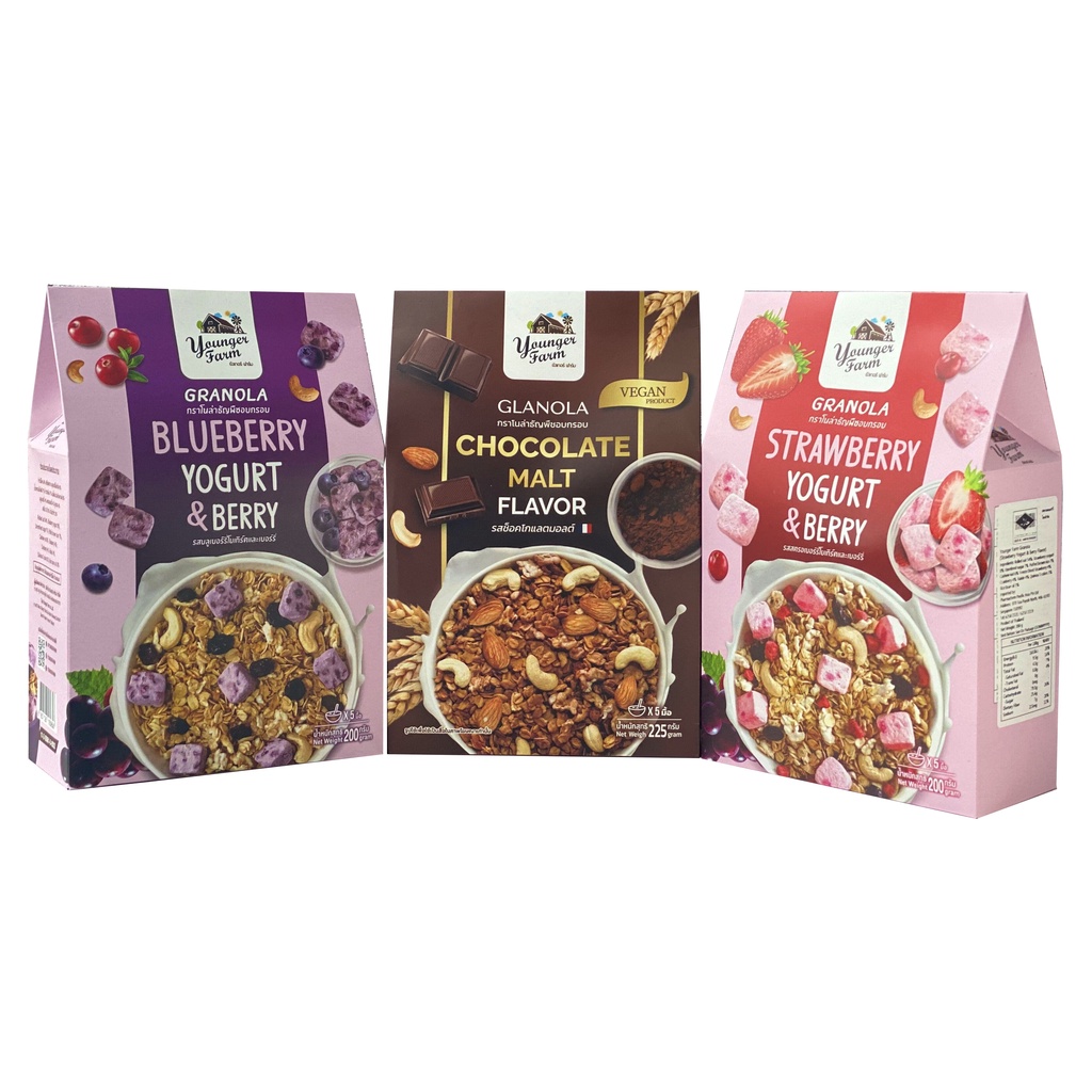YOUNGER FARM HALAL Granola Blueberry 200G Granola Strawberry Yogurt