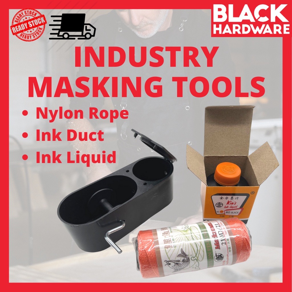 Black Hardware Industry Contractor Working Marking Ink Roller Fountain Duct Nylon Rope Liquid Brick Menanda Tools Set 墨斗