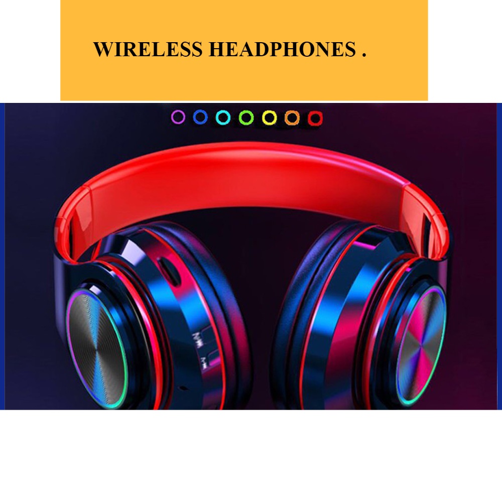 [Local Seller] headphones bluetooth Wireless LED Lights Portable Folding With MIC Support TF Card wireless bluetooth hea