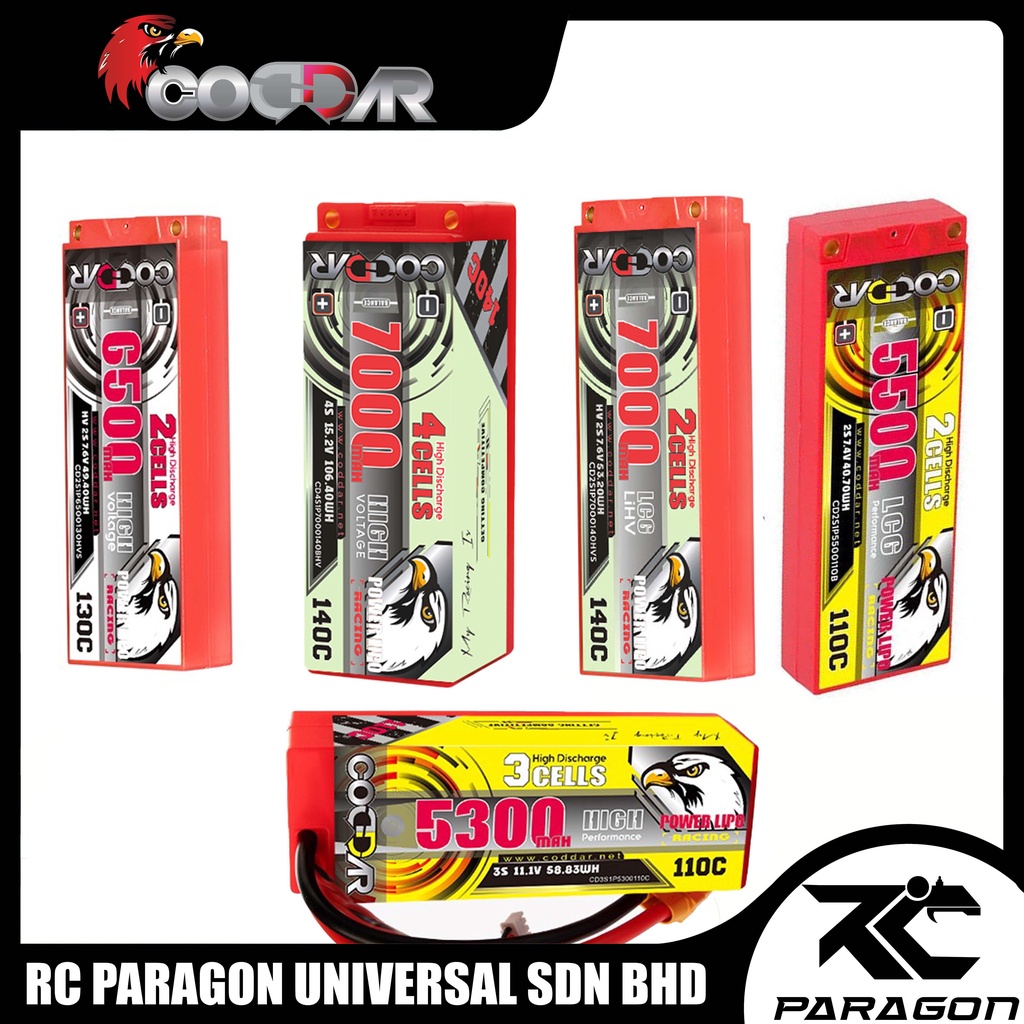 [Official 30 Days Warranty] Coddar Lipo Battery 2s 3s 4s High Voltage Performance Competition HV RC Car 7.4v Hardcase