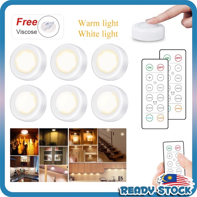 1/3/6pcs LED Light Remote Control Puck Light Night Light Kitchen