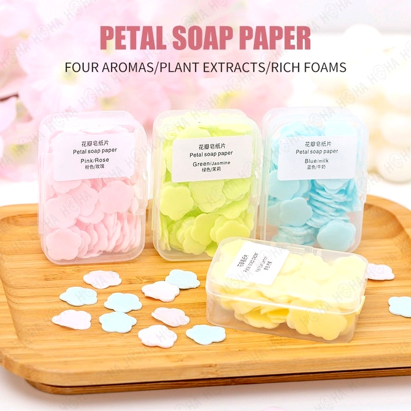 Soap Flower Anti Virus Disposable Soap Paper Travel Hand Wash Soap Tablets Boxed Soap Raya Doorgift Sabun Tangan 一次性香皂肥皂